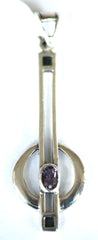 Silver Mackintosh Drop With Purple Stone