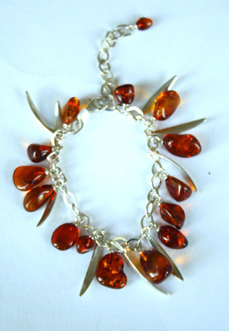Silver Amber Drop Charm
