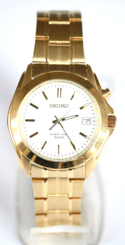 New Gents Seiko Stainless Steel Kinetic (White Face)